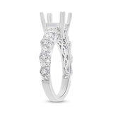 0.83ct 14k White Gold Diamond Semi-mount Ring Size 6