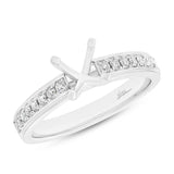 0.26ct 14k White Gold Diamond Semi-mount Ring for 1.00ct Center