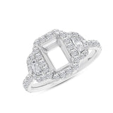 1.30ct 18k White Gold Diamond Semi-mount Ring for 8x6mm Center