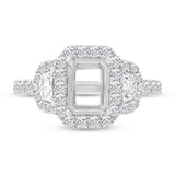 1.30ct 18k White Gold Diamond Semi-mount Ring for 8x6mm Center
