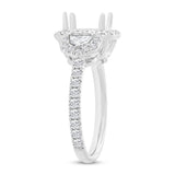 1.30ct 18k White Gold Diamond Semi-mount Ring for 8x6mm Center