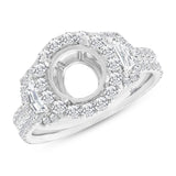 1.55ct 18k White Gold Diamond Semi-mount Ring for 1.75ct Center