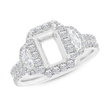 1.55ct 18k White Gold Diamond Semi-mount Ring for 8x6mm Center