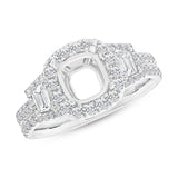 1.55ct 18k White Gold Diamond Semi-mount Ring for 7.2x7.2mm Center