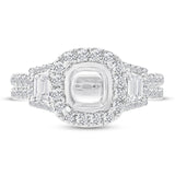 1.55ct 18k White Gold Diamond Semi-mount Ring for 7.2x7.2mm Center