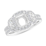 1.55ct 18k White Gold Diamond Semi-mount Ring for 7.2x7.2mm Center