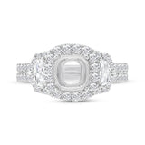 1.55ct 18k White Gold Diamond Semi-mount Ring for 7.2x7.2mm Center