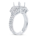 2.05ct 18k White Gold Diamond Semi-mount Ring for 8.5x8.5mm Center