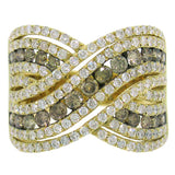 2.00ct 14k Yellow Gold White & Champagne Diamond Lady's Ring Size 8