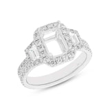 1.55ct 18k White Gold Diamond Semi-mount Ring for 8x6mm Center
