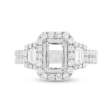 1.55ct 18k White Gold Diamond Semi-mount Ring for 8x6mm Center
