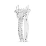 1.55ct 18k White Gold Diamond Semi-mount Ring for 8x6mm Center