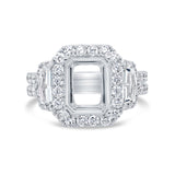 2.05ct 18k White Gold Diamond Semi-mount Ring for 10x8mm Center