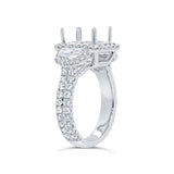 2.05ct 18k White Gold Diamond Semi-mount Ring for 10x8mm Center