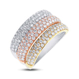 1.88ct 14k Three-tone Gold Diamond Pave Lady's Ring Size 8