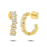 1.52ct 14k Yellow Gold Diamond Baguette Hoop Earring