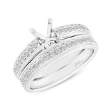 0.48ct 14k White Gold Diamond Semi-mount Ring 2-pc for 0.75ct Center