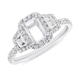 1.00ct 18k White Gold Diamond Semi-mount Ring for 7x5mm Center