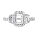 1.00ct 18k White Gold Diamond Semi-mount Ring for 7x5mm Center