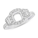 1.30ct 18k White Gold Diamond Semi-mount Ring for 6.5x6.5mm Center