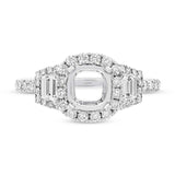 1.30ct 18k White Gold Diamond Semi-mount Ring for 6.5x6.5mm Center