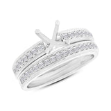 0.50ct 14k White Gold Diamond Semi-mount Ring 2-pc for 1.00ct Center