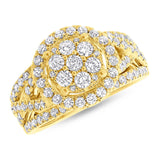 1.02ct 14k Yellow Gold Diamond Cluster Engagement Ring Size 5