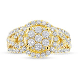 1.02ct 14k Yellow Gold Diamond Cluster Engagement Ring Size 5