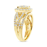 1.02ct 14k Yellow Gold Diamond Cluster Engagement Ring Size 5