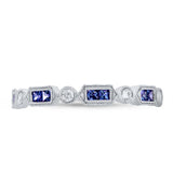 0.21ct Diamond & 0.42ct Blue Sapphire 14k White Gold Lady's Ring Size 8