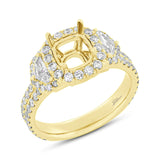 1.55ct 18k Yellow Gold Diamond Semi-mount Ring for 7.2x7.2mm Center