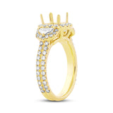 1.55ct 18k Yellow Gold Diamond Semi-mount Ring for 7.2x7.2mm Center