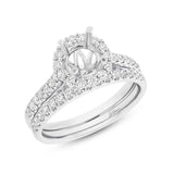 0.76ct 18k White Gold Diamond Semi-mount Ring 2-pc for 1.00ct Center
