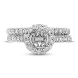 0.76ct 18k White Gold Diamond Semi-mount Ring 2-pc for 1.00ct Center