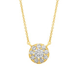 0.30ct 14k Yellow Gold Diamond Cluster Necklace