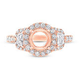 1.30ct 18k Rose Gold Diamond Semi-mount Ring for 1.50ct Center