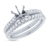 0.58ct 14k White Gold Diamond Semi-mount Ring 2-pc for 0.75ct Center Size 6