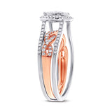 0.72ct 14k Two-tone Rose Gold Diamond Wedding Set Cluster Size 4