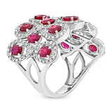 0.92ct Diamond & 2.65ct Ruby 14k White Gold Ring Size 5