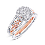 0.72ct 14k Two-tone Rose Gold Diamond Wedding Set Cluster Size 10