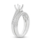 0.79ct 14k White Gold Diamond Semi-mount Ring 2-pc for 0.75ct Center