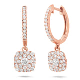 0.70ct 14k Rose Gold Diamond Cluster Earring