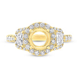 1.30ct 18k Yellow Gold Diamond Semi-mount Ring for 1.50ct Center