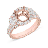 1.55ct 18k Rose Gold Diamond Semi-mount Ring for 1.75ct Center