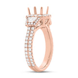 1.55ct 18k Rose Gold Diamond Semi-mount Ring for 7.2x7.2mm Center