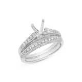 0.67ct 14k White Gold Diamond Semi-mount Ring 2-pc for 1.00ct Center