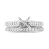 0.67ct 14k White Gold Diamond Semi-mount Ring 2-pc for 1.00ct Center