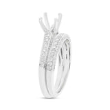 0.67ct 14k White Gold Diamond Semi-mount Ring 2-pc for 1.00ct Center