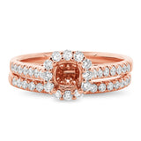 0.70ct 18k Rose Gold Diamond Semi-mount Ring 2-pc for 0.75ct Center