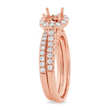 0.70ct 18k Rose Gold Diamond Semi-mount Ring 2-pc for 0.75ct Center